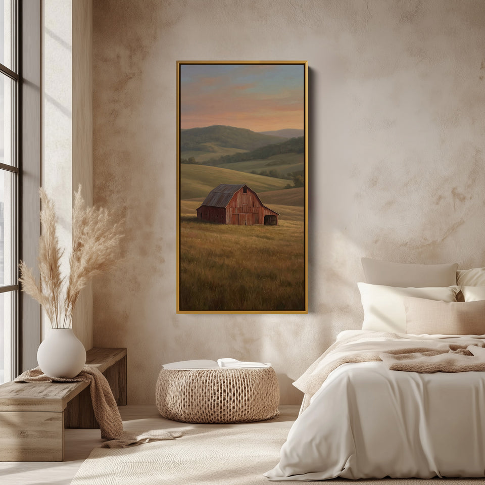 Tall Wall Art Red Barn Countryside Tall Canvas For Kitchen