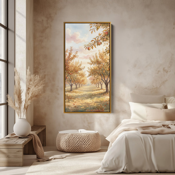 Large Vertical Wall Art Narrow Wall Art Sunlit Orchard Trees For Hallway