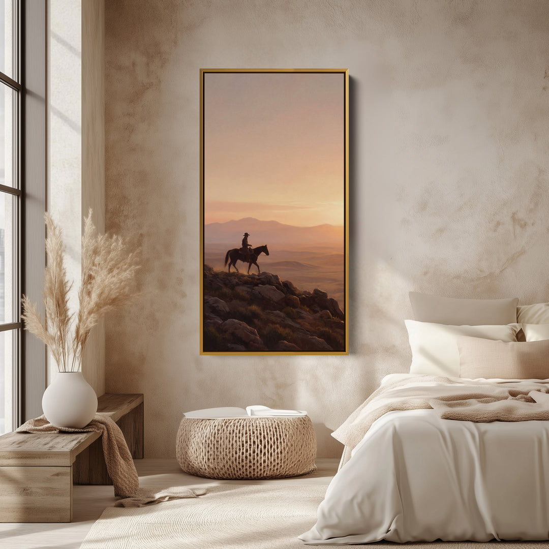Portrait Wall Art Rider On Rocky Ridge Large Vertical Wall Art For Kitchen