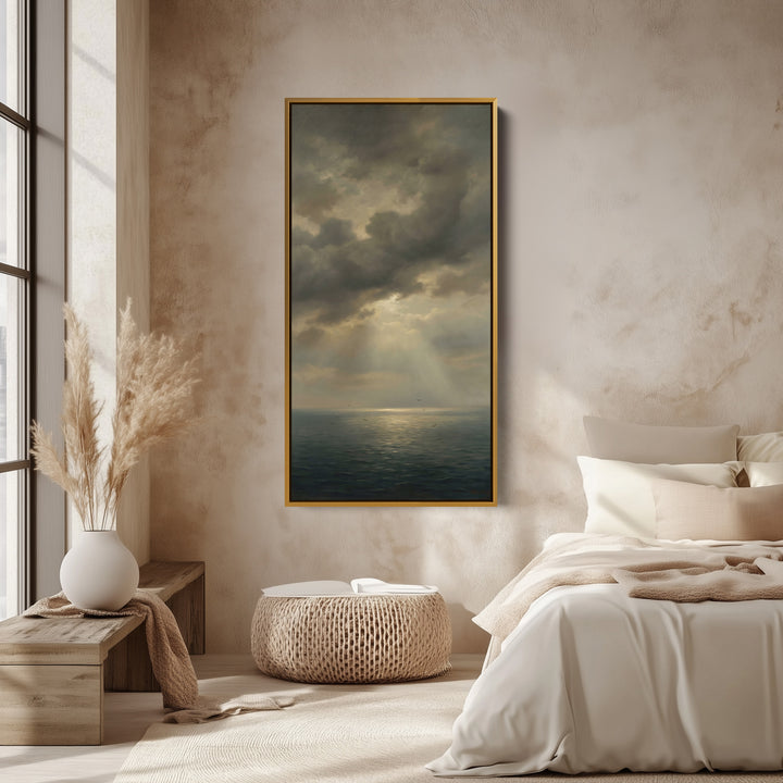 Vertical Wall Art For Office Storm Clouds Over Sea Vertical Canvas