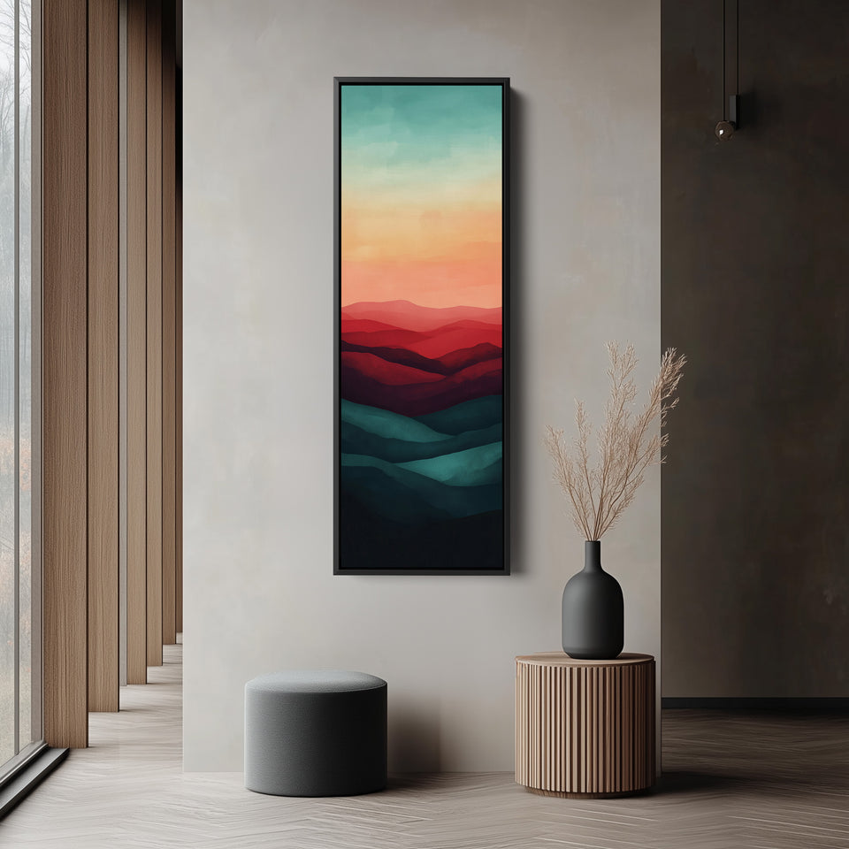 Minimalistische Zonsondergang Verticale Lange Muurkunst