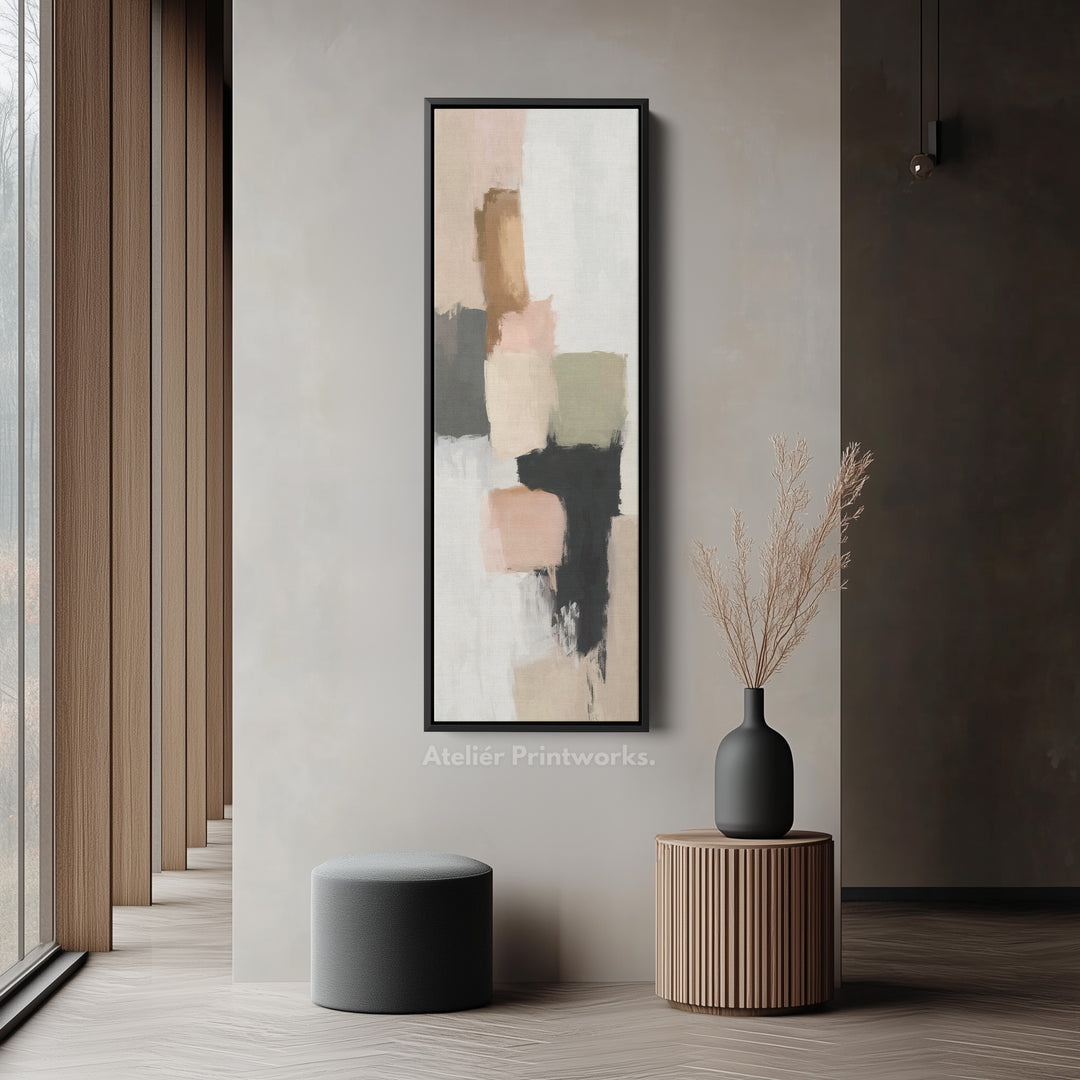 Minimalist Neutral Beige Abstract Vertical Wall Decor