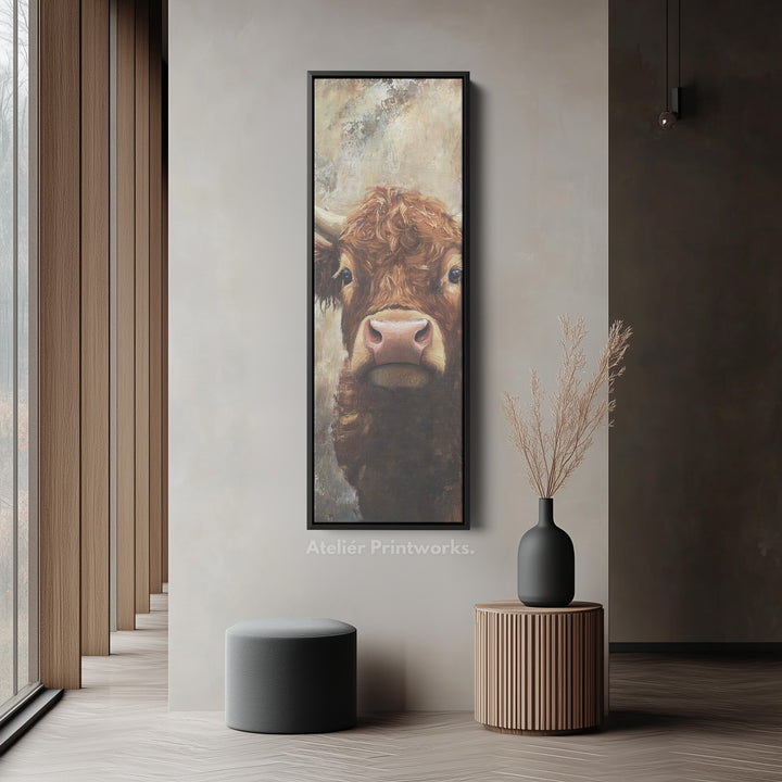 Highland Cow Vertical Wall Art Tall Skinny Artwork