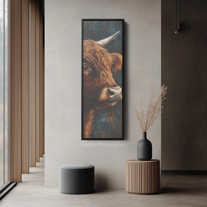 Highland Cow Picture Vertical Wall Art Tall Narrow Artwork