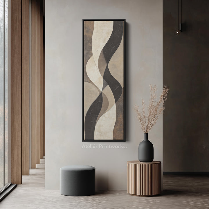 Minimalist Abstract Curves and Textures Long Vertical Wall Art