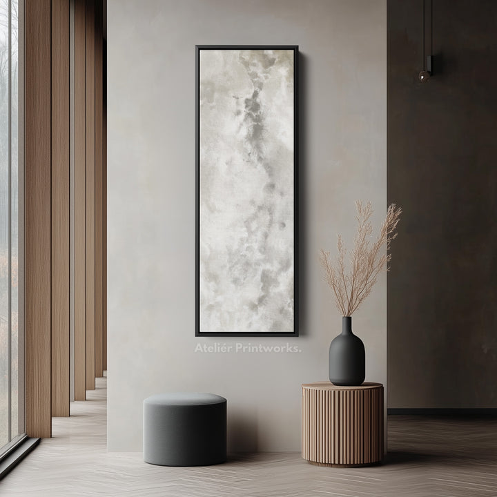 Large Long Narrow Canvas Wall Art - Beige & Grey