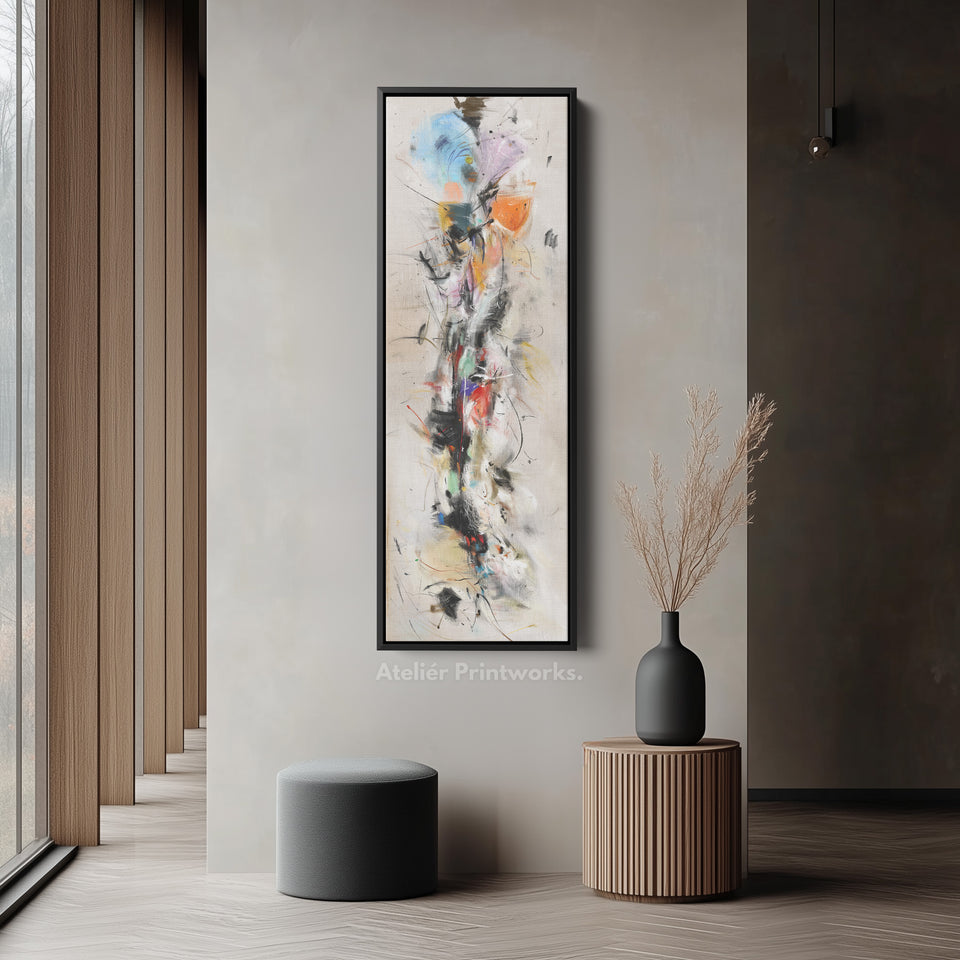 Long Narrow Vertical Colourful Abstract Large Canvas Wall Art