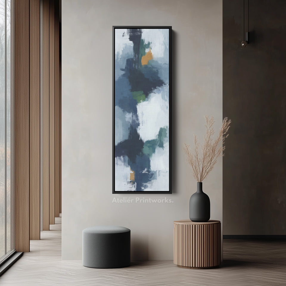 Vertical Wall Art Navy Green Long Vertical Canvas For Hallway