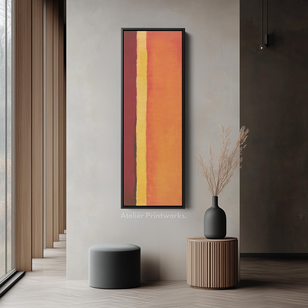 Oranje abstract lang verticaal groot canvas wanddecoratie