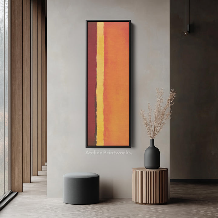 Oranje abstract lang verticaal groot canvas wanddecoratie