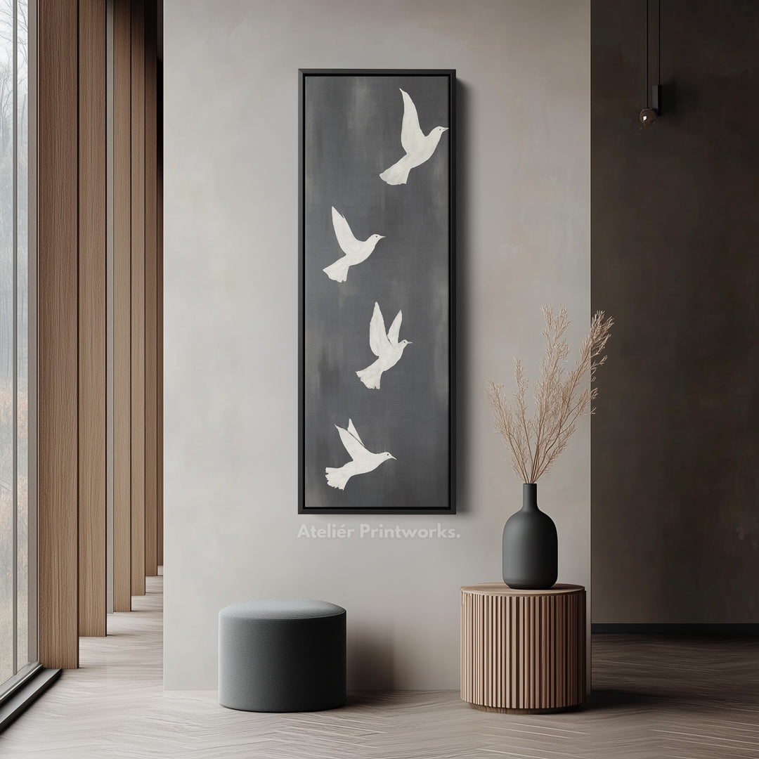 Minimalist Bird Large Painting Vertical Long Wall Art Large Canvas Decor