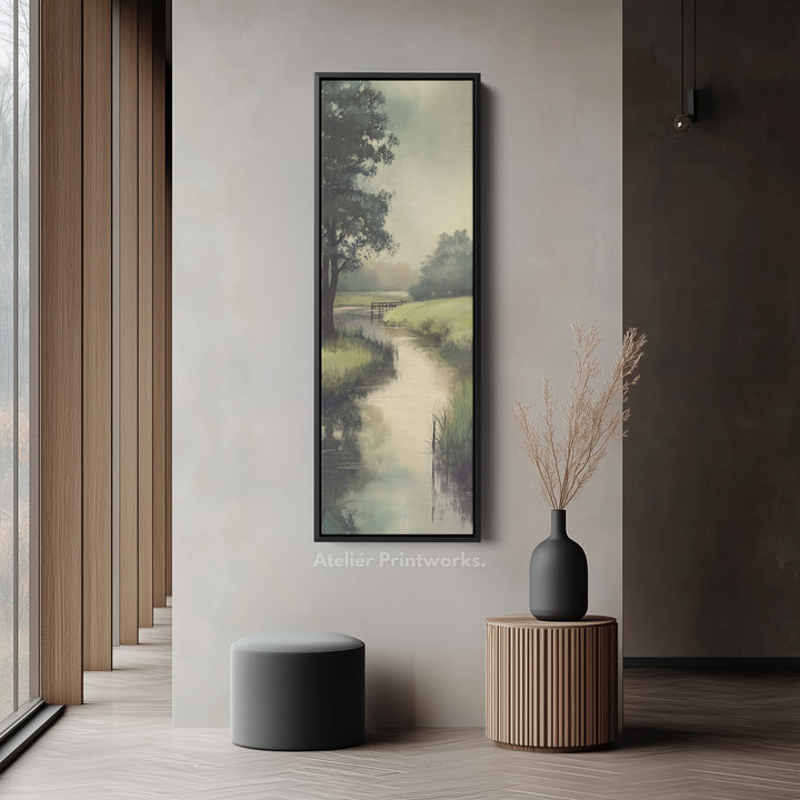 Large Long Vertical Wall Art Large Framed Canvas Tranquil River Picture