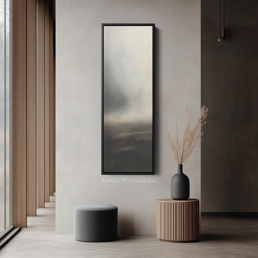 Grey Cloud Long Vertical Skinny Large Framed Canvas Decor