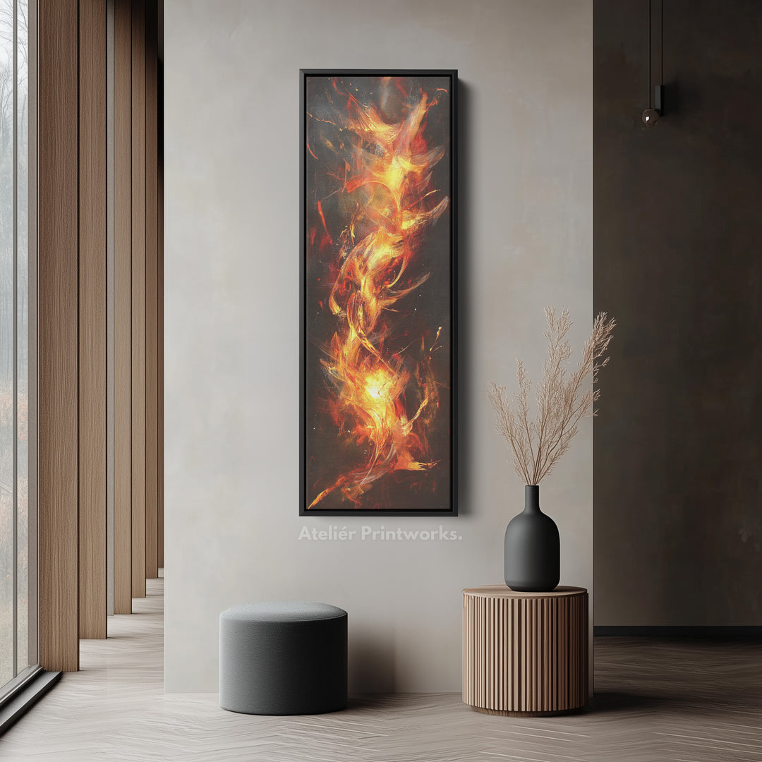 Abstract Flames Long Narrow Vertical Large Canvas Wall Decor