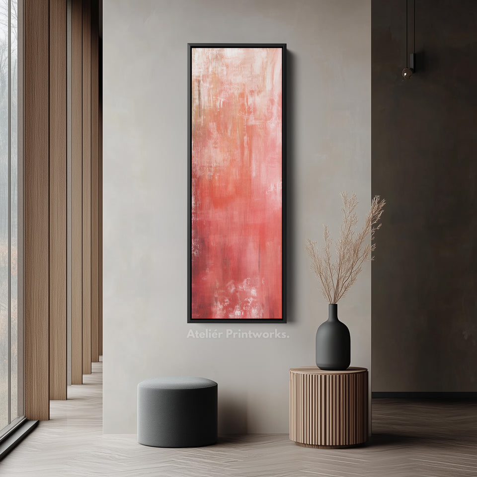 Abstract Red Vertical Tall Wall Art Large Framed Canvas