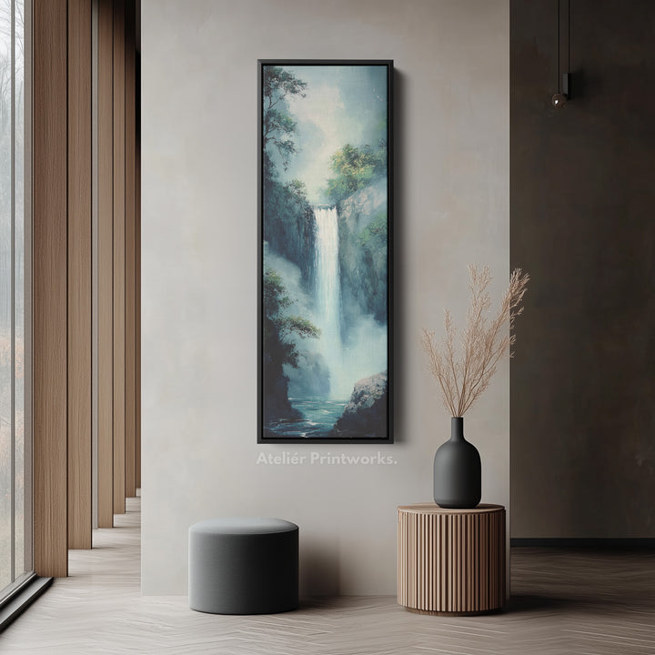 Waterfall Vertical Tall Wall Art Large Framed Canvas