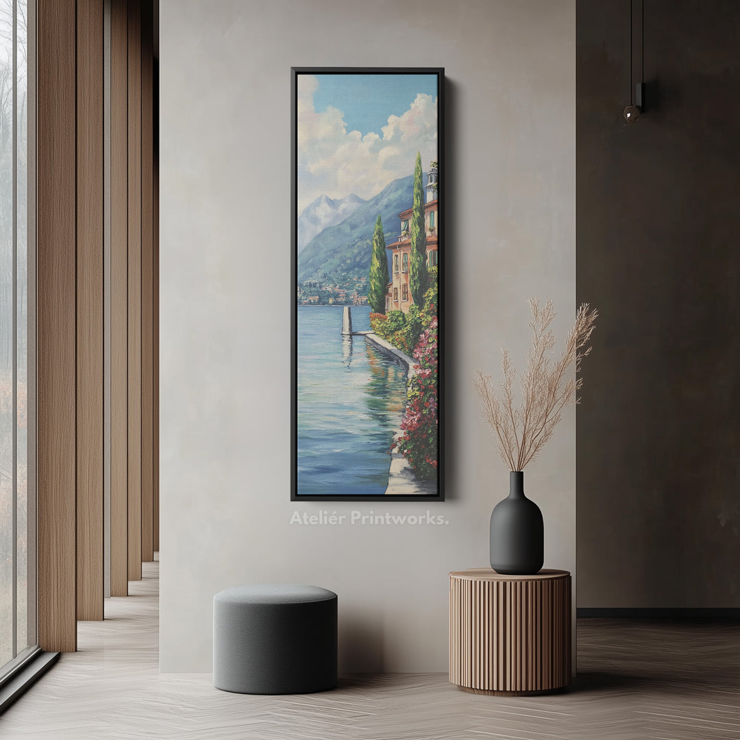 Lake Como Vertical Tall Wall Art Large Framed Canvas