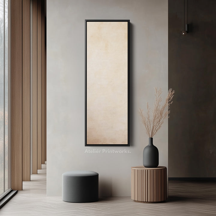 Art mural vertical abstrait beige - Décoration murale verticale haute, longue et étroite