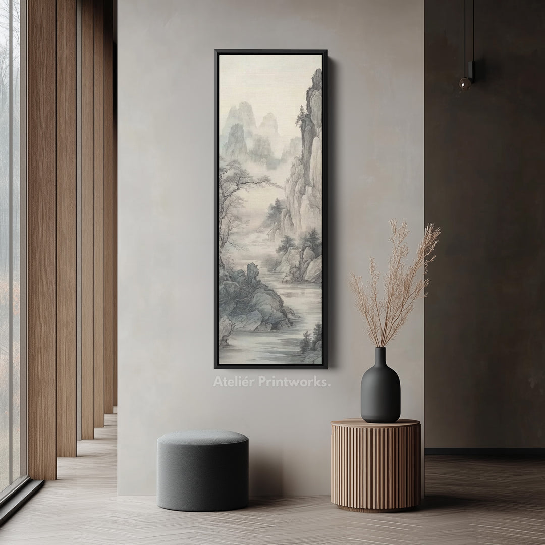Paysage chinois Longue étroite verticale Art mural Grande décoration murale sur toile
