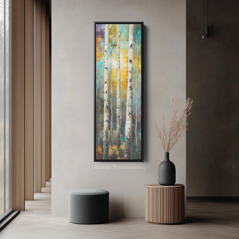 Birch Tree Long Narrow Vertical Wall Art Large Canvas Wall Decor