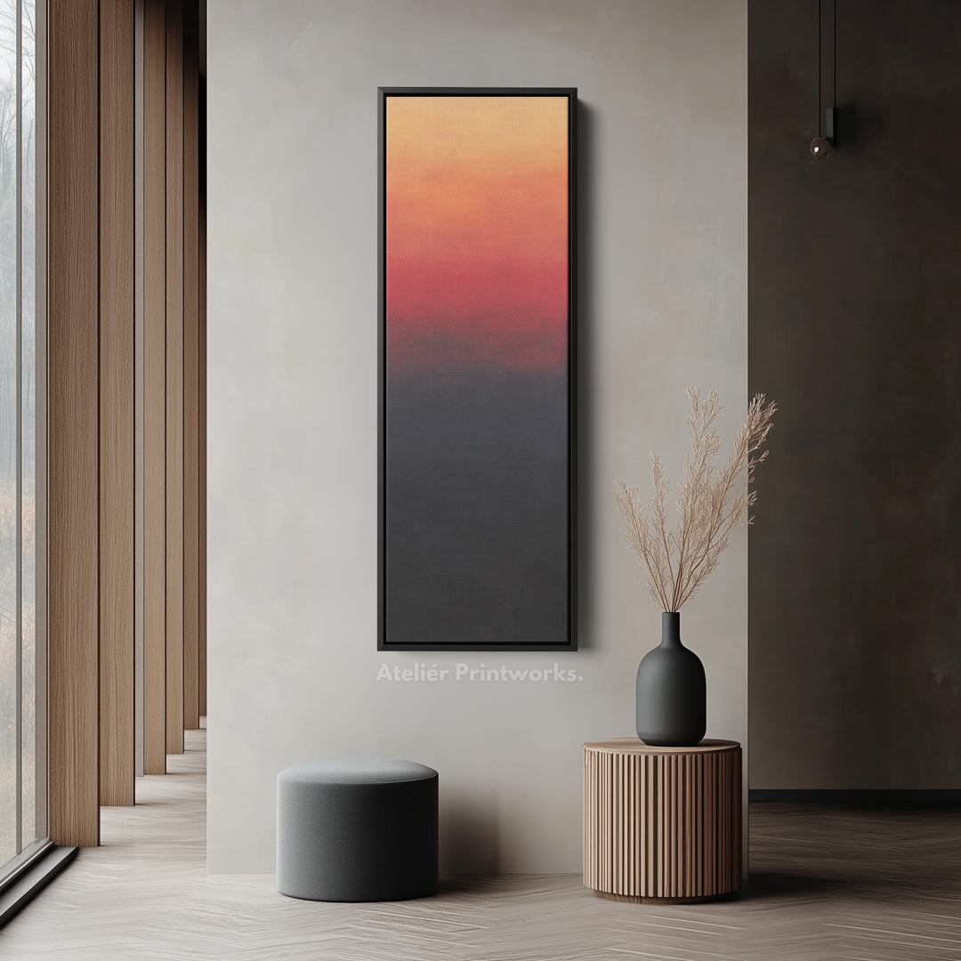 Abstract Red & Black Living Room Decor Vertical Wall Art - Tall Long Narrow Vertical