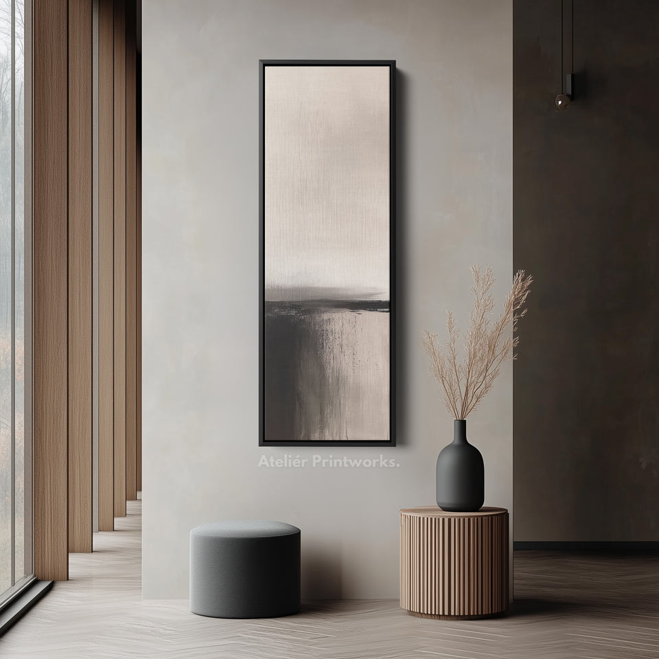 Lange smalle verticale wandkunst minimalistisch abstract grijs