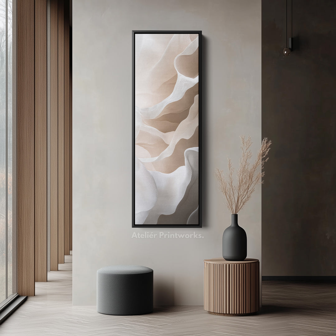 Beige & White Long Narrow Vertical Wall Art Large Canvas Decor