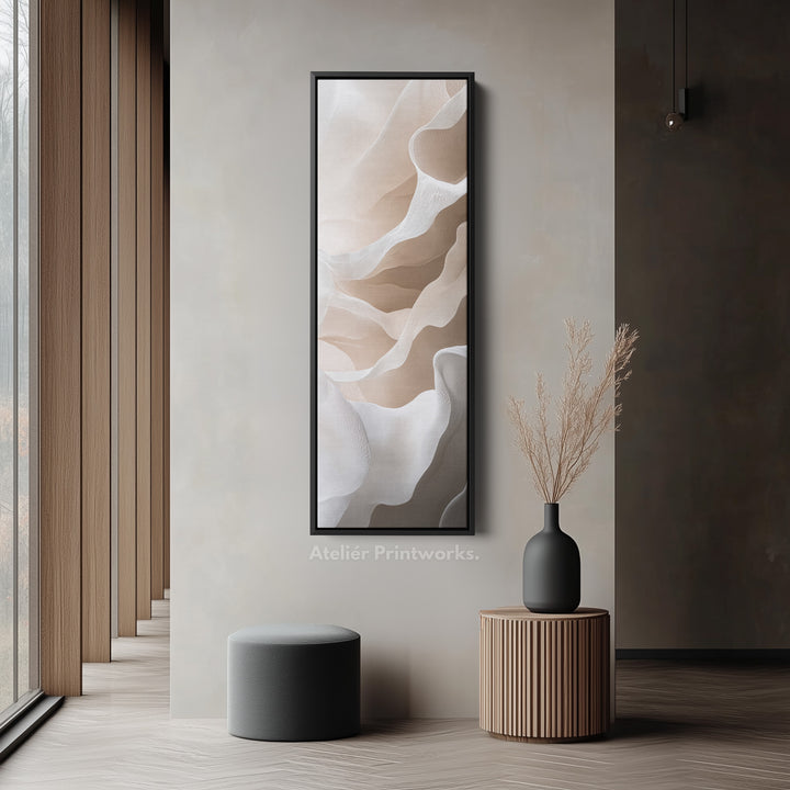 Beige & White Long Narrow Vertical Wall Art Large Canvas Decor