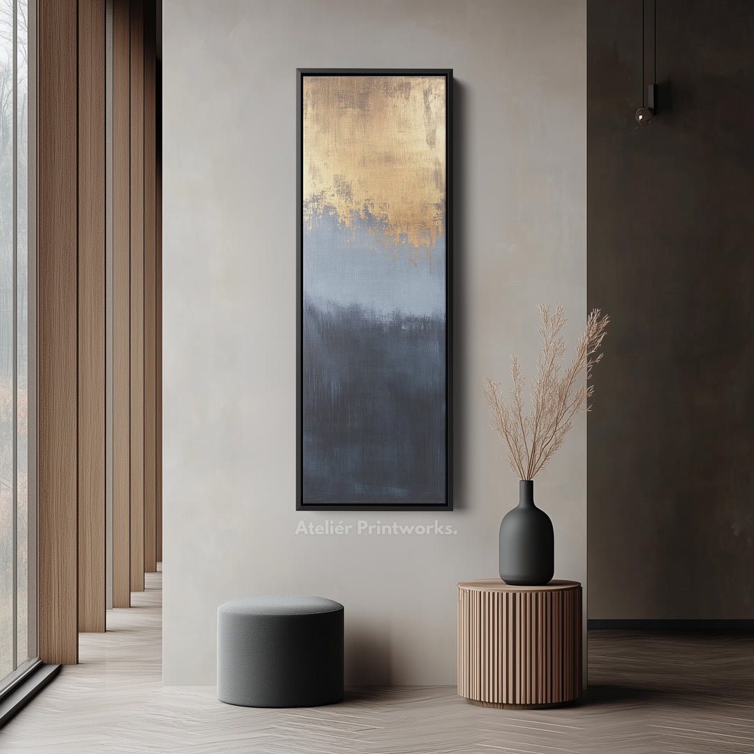 Abstract Gold & Blue Long Vertical Wall Decor