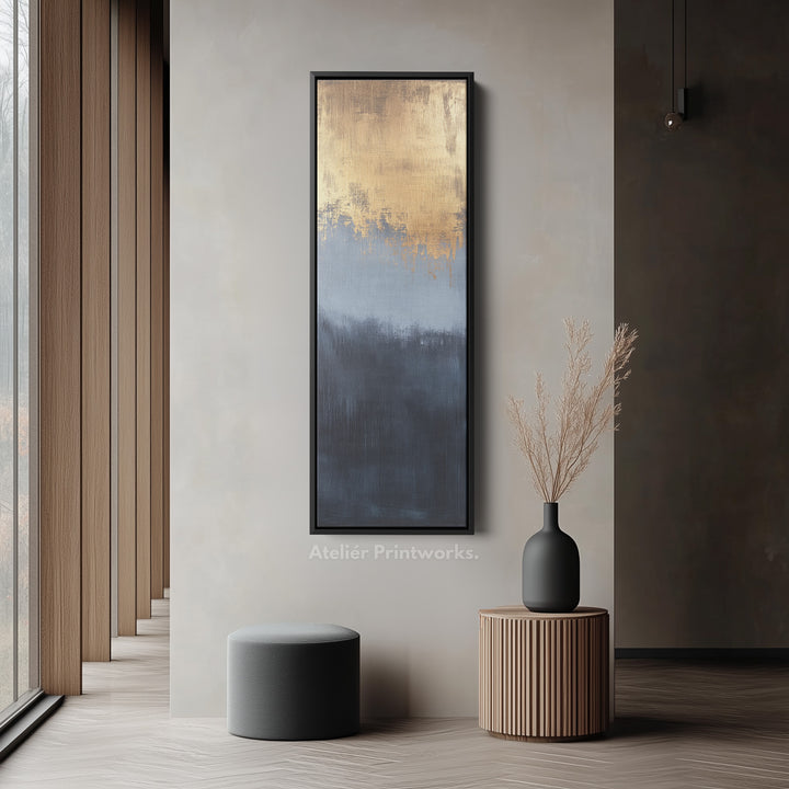 Abstract Gold & Blue Long Vertical Wall Decor