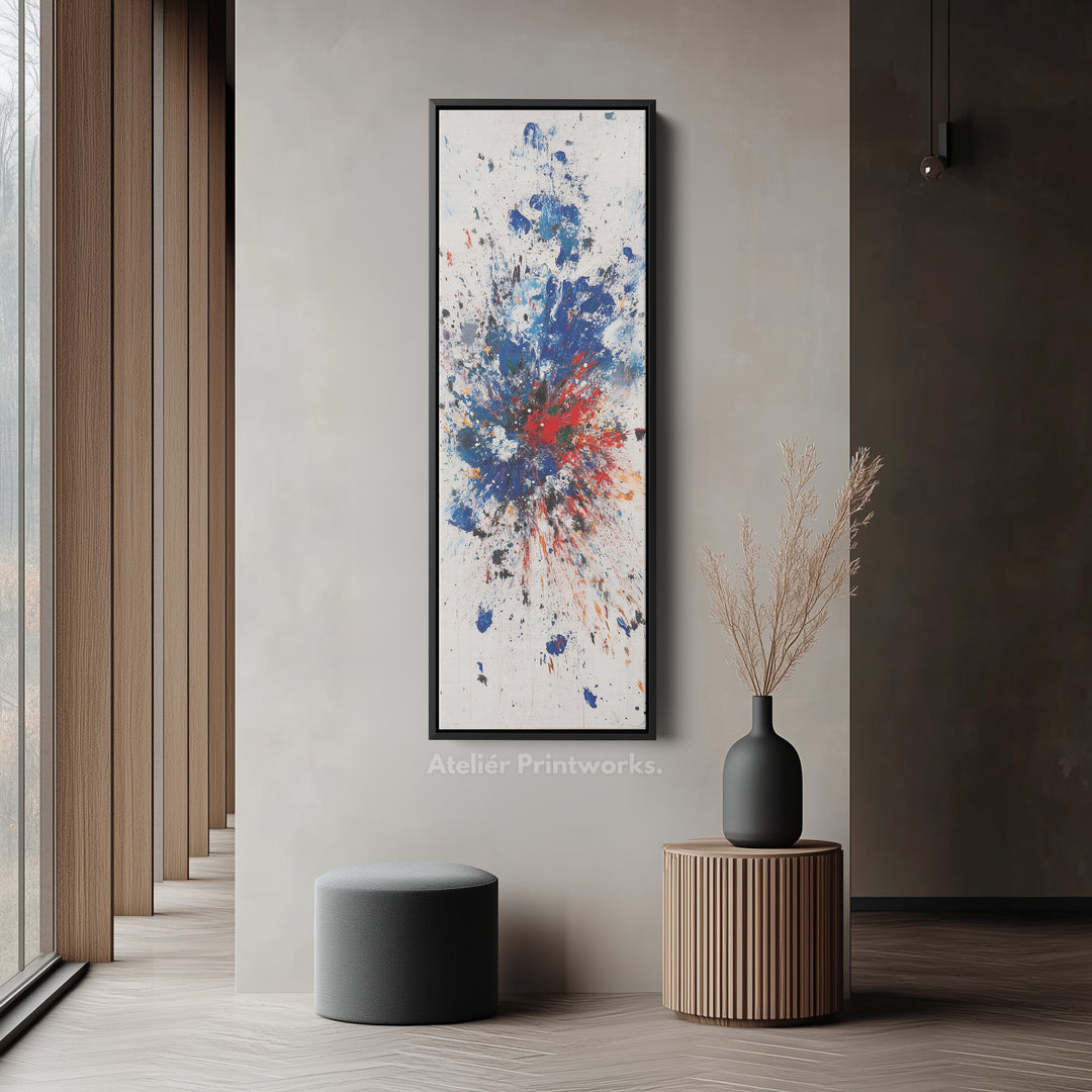 Toile encadrée grande verticale haute couleur abstraite
