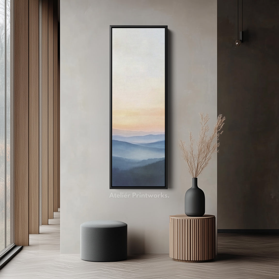 Minimalist Sunrise Tall Skinny Wall Decor Framed Canvas