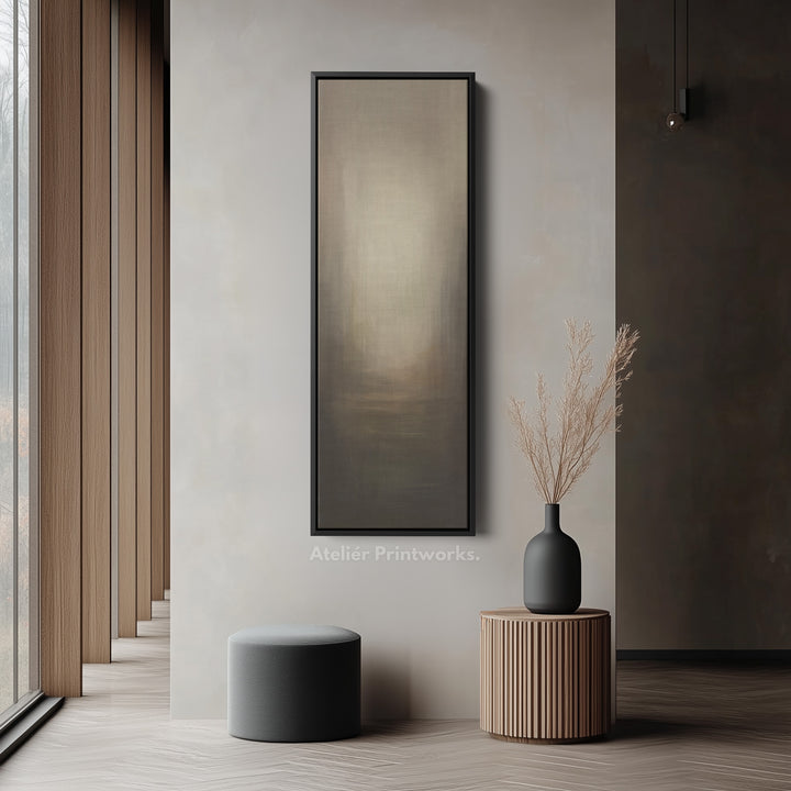 Abstract Dark Beige Long Vertical Tall Wall Art Large Framed Canvas