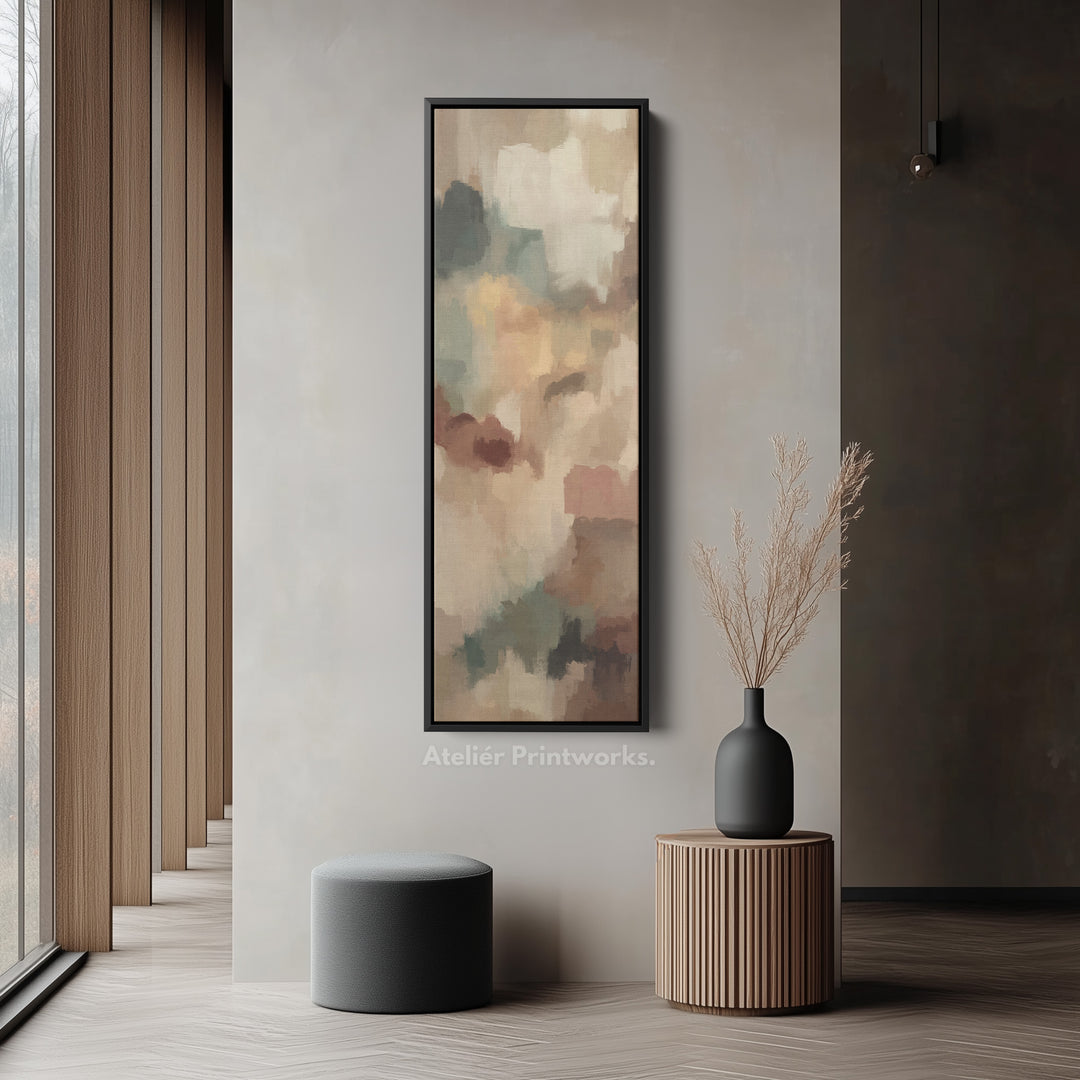 Tall Canvas Wall Art Warm Beige Brown Abstract For Living Room