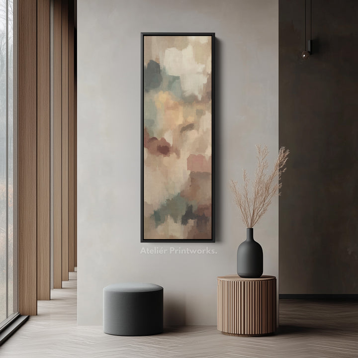 Tall Canvas Wall Art Warm Beige Brown Abstract For Living Room