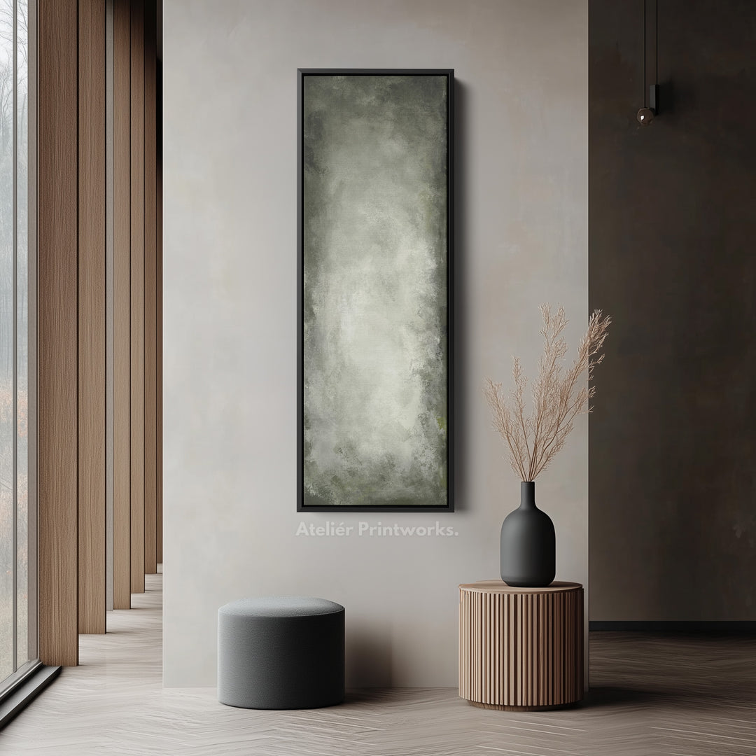 Abstract Rustic Green Long Living Room Framed Canvas Wall Decor