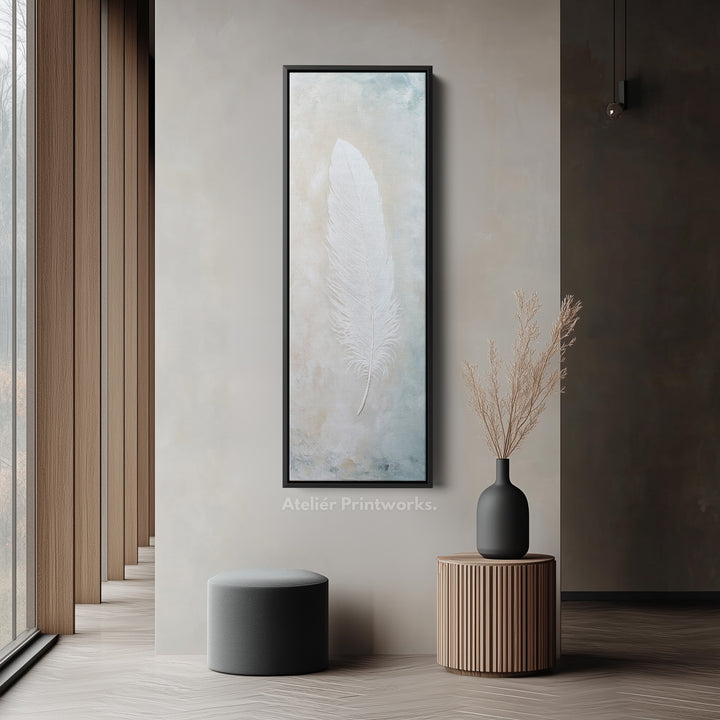 Hall Way Feather Large Vertical Long Skinny Wall Art
