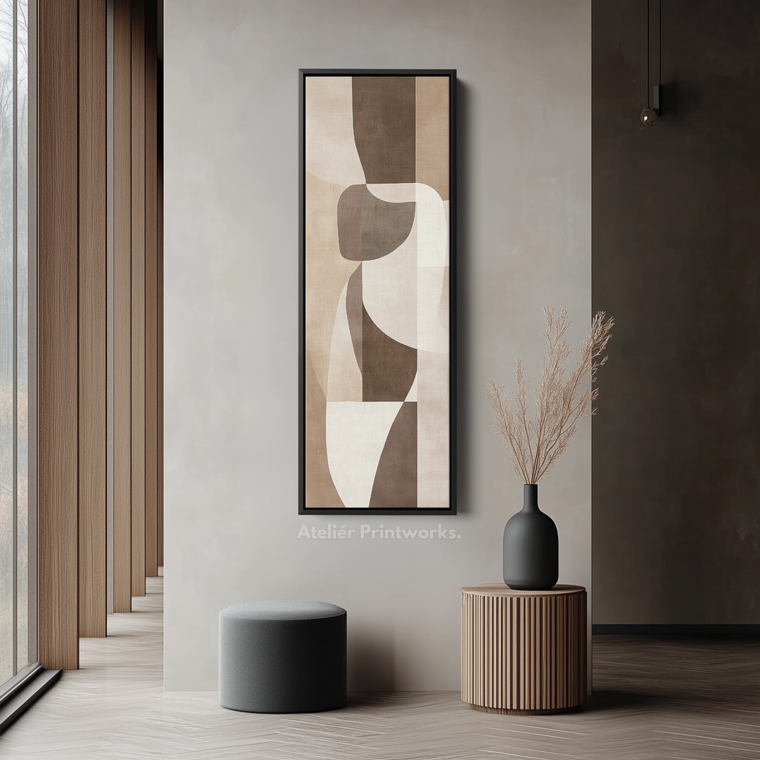Hall Way Abstract Beige Large Vertical Long Skinny Wall Art