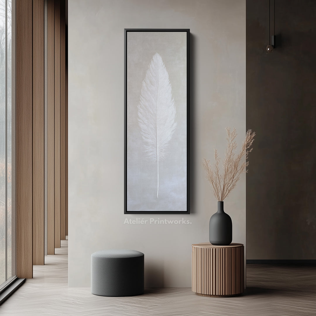 Vertical Wall Art White Feather Bedroom Wall Art