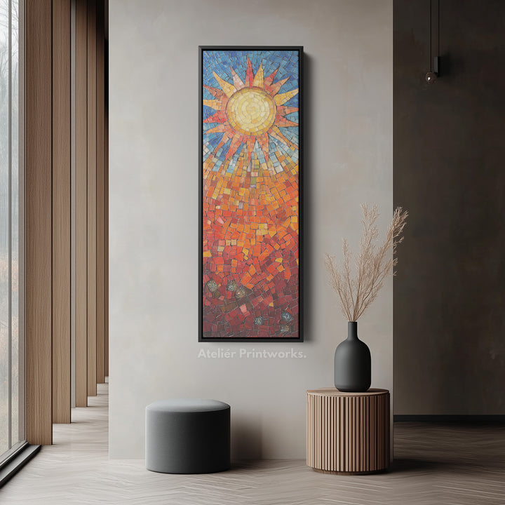 Mosaic Sun Burst Vertical Bedroom Wall Art Long & Narrow