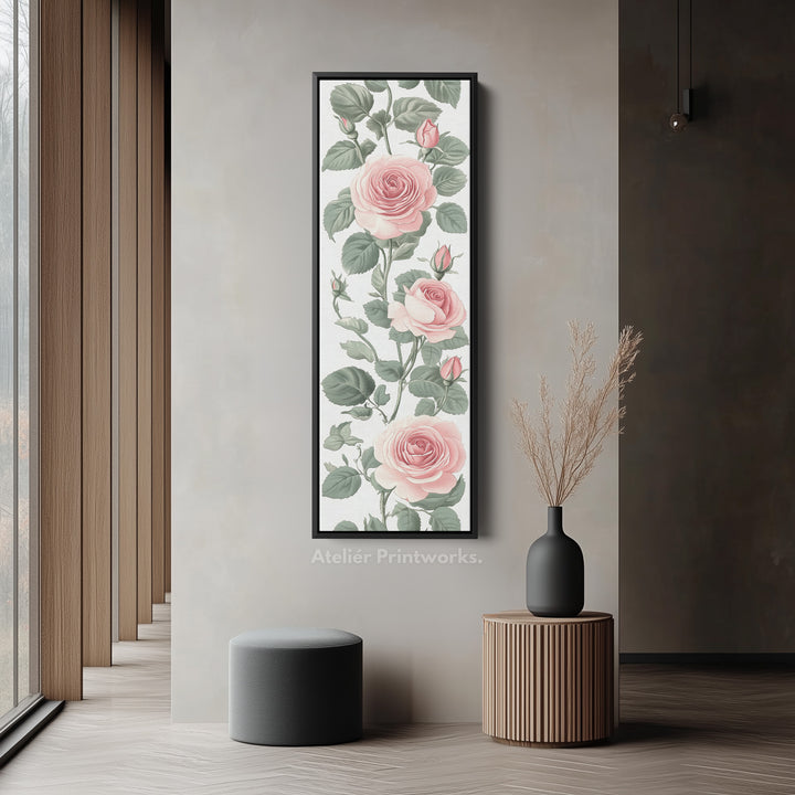 Vintage Pink Floral Tall Skinny Wall Art