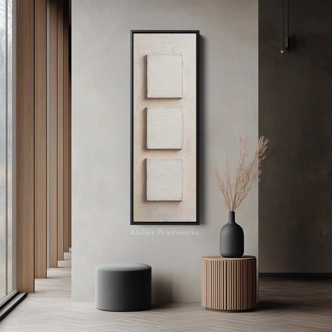 Minimalist Beige Vertical Framed Wall Decor