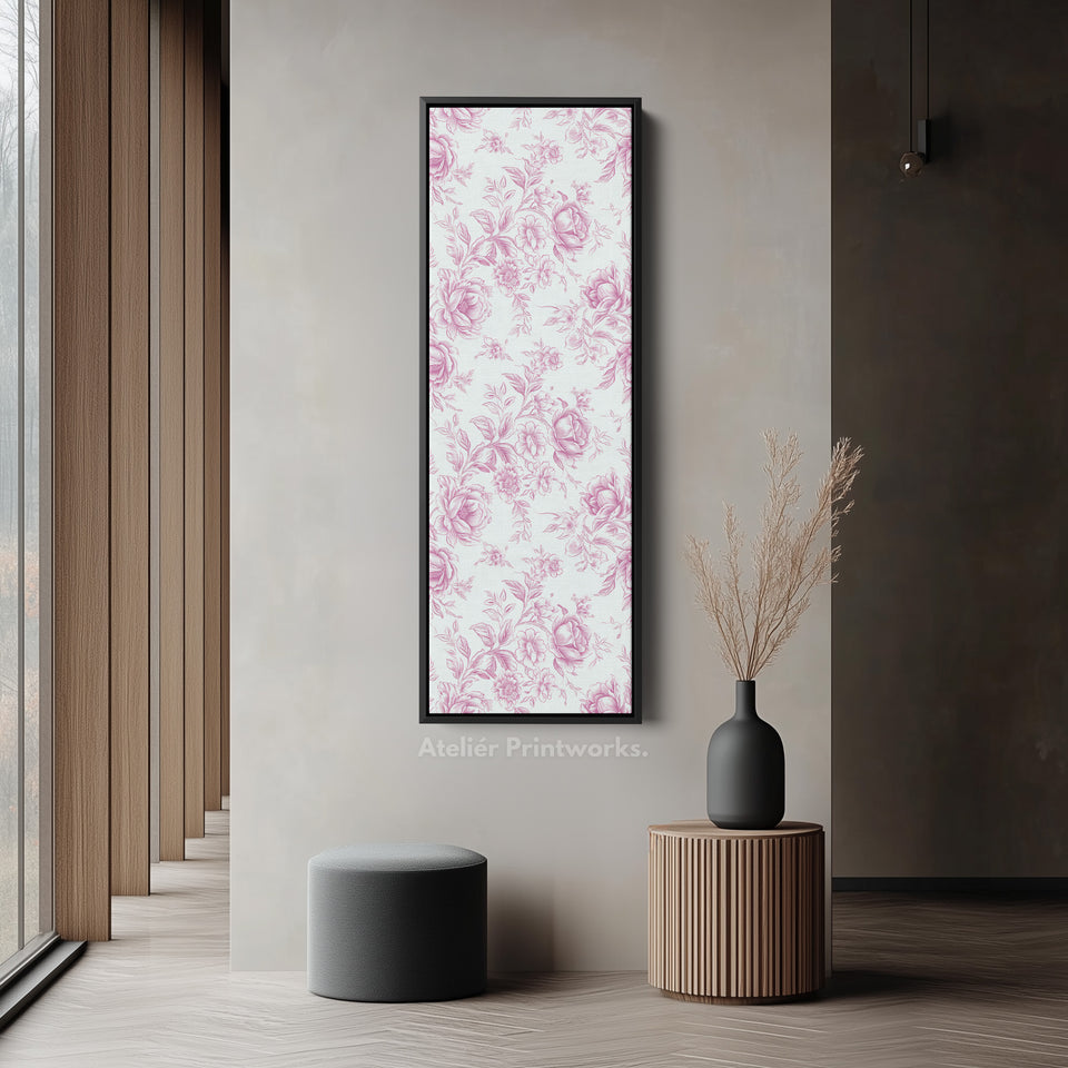 Vertical Floral Long Wall Art Pink Peonies