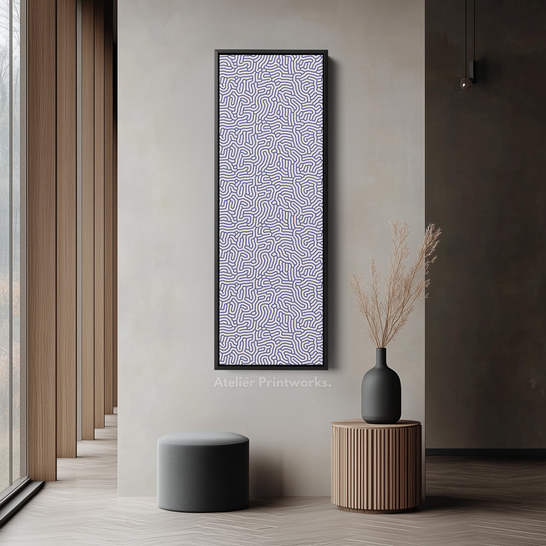 Blue & Beige Organic Pattern Long Vertical Wall Art
