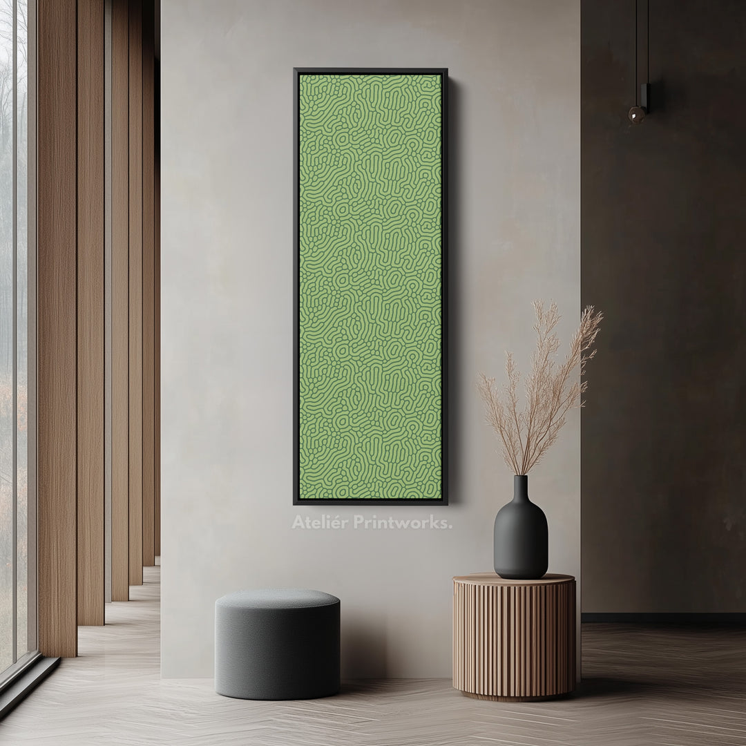 Dark & Light Green Wriggly Vertical Narrow Wall Art