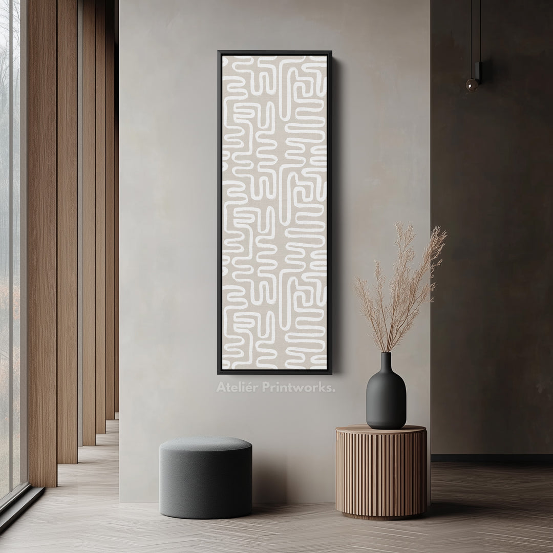 Boho Zen Beige Geometric Tall Skinny Wall Art