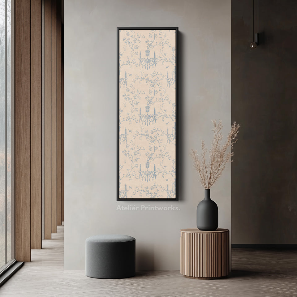 Vintage Blue & Beige Secret Garden Narrow Wall Art