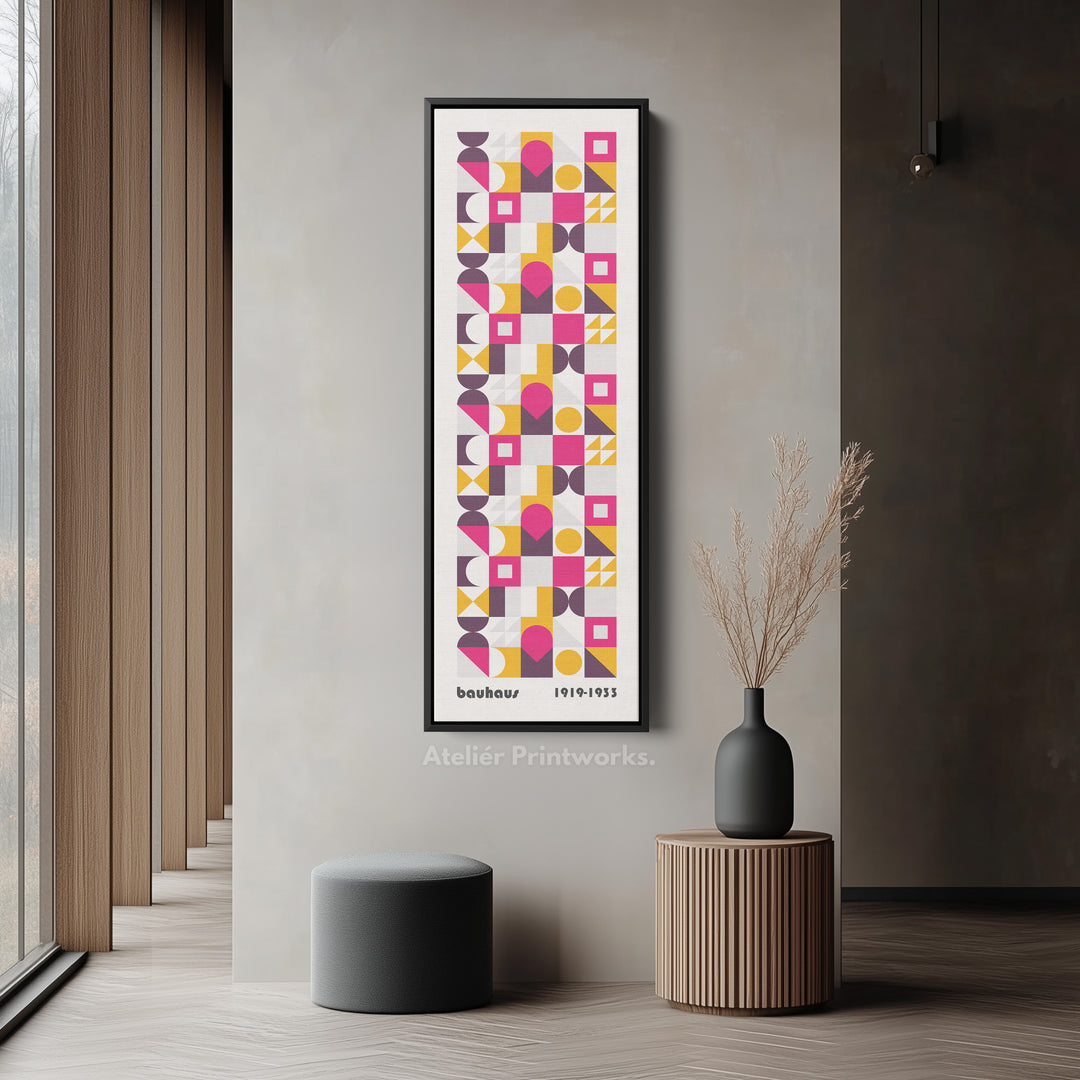Bauhaus Tall Retro Mid Century Geometric Vertical Wall Art
