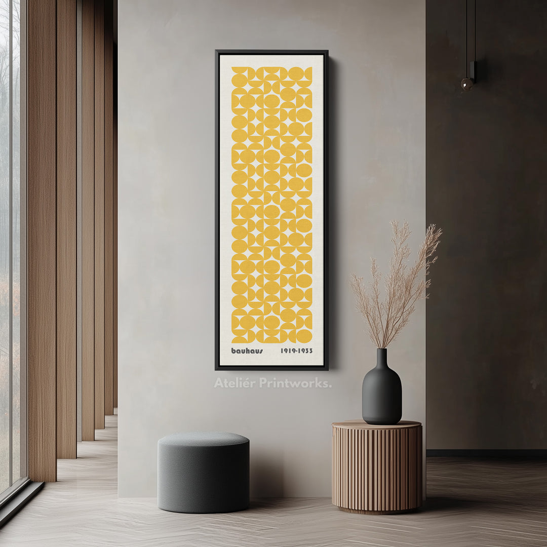 Vertical Long Wall Art Yellow Bauhaus Geometric