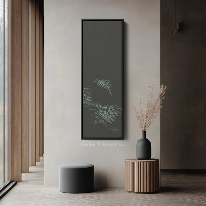 Large Framed Canvas Vertical Wall Art Dark Fern